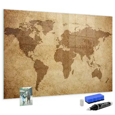 Tablica magnetyczna wzór mapa świata vintage