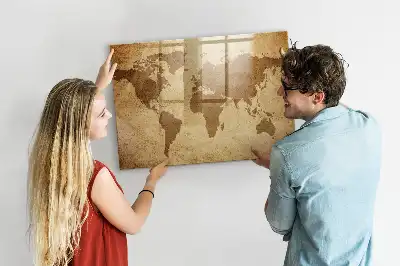 Tablica magnetyczna wzór mapa świata vintage