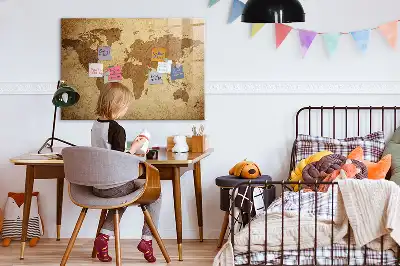Tablica magnetyczna wzór mapa świata vintage