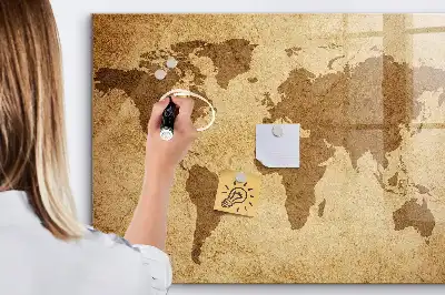 Tablica magnetyczna wzór mapa świata vintage