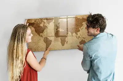 Tablica magnetyczna wzór mapa świata vintage