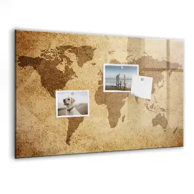 Tablica magnetyczna wzór mapa świata vintage