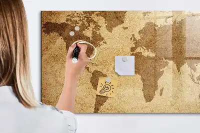 Tablica magnetyczna wzór mapa świata vintage