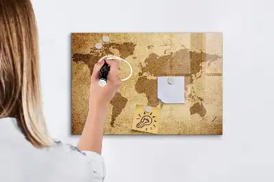 Tablica magnetyczna wzór mapa świata vintage