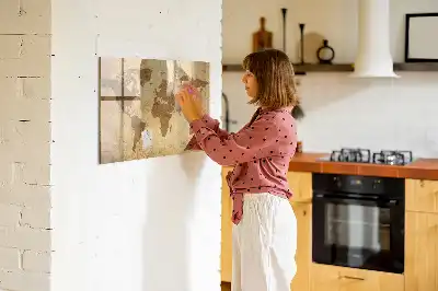 Tablica magnetyczna wzór mapa świata vintage