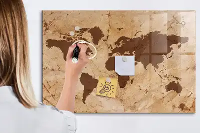 Tablica magnetyczna suchościeralna wzór mapa świata vintage