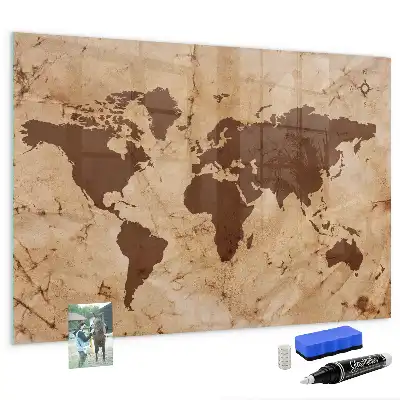 Tablica magnetyczna suchościeralna wzór mapa świata vintage
