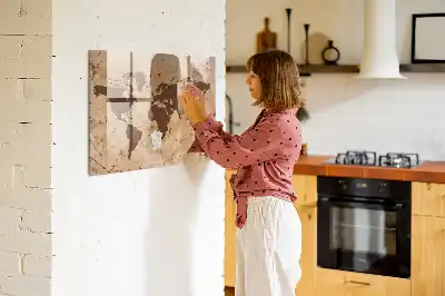 Tablica magnetyczna suchościeralna wzór mapa świata vintage