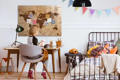 Tablica magnetyczna suchościeralna wzór mapa świata vintage