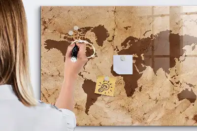 Tablica magnetyczna suchościeralna wzór mapa świata vintage