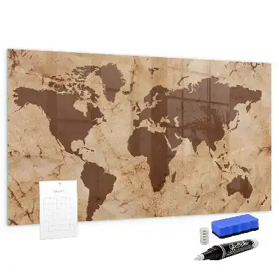 Tablica magnetyczna suchościeralna wzór mapa świata vintage