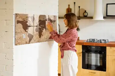 Tablica magnetyczna suchościeralna wzór mapa świata vintage