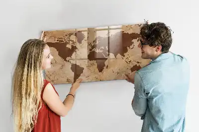 Tablica magnetyczna suchościeralna wzór mapa świata vintage