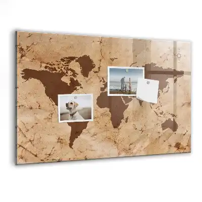 Tablica magnetyczna suchościeralna wzór mapa świata vintage