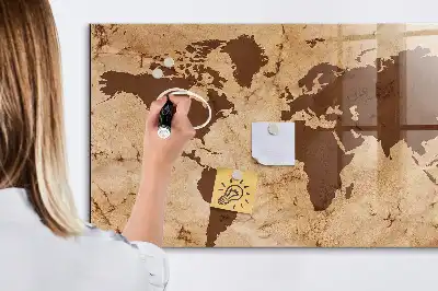 Tablica magnetyczna suchościeralna wzór mapa świata vintage