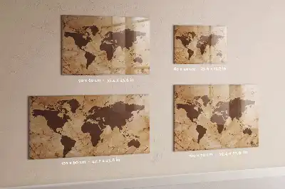 Tablica magnetyczna suchościeralna wzór mapa świata vintage