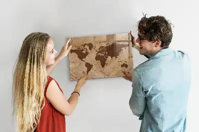 Tablica magnetyczna suchościeralna wzór mapa świata vintage