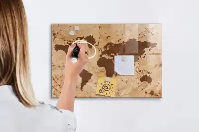 Tablica magnetyczna suchościeralna wzór mapa świata vintage
