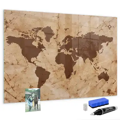 Tablica magnetyczna suchościeralna wzór mapa świata vintage