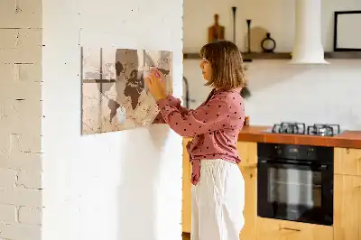 Tablica magnetyczna suchościeralna wzór mapa świata vintage