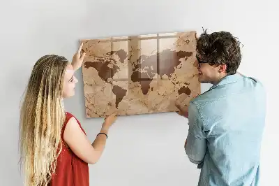 Tablica magnetyczna suchościeralna wzór mapa świata vintage