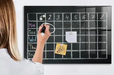 Tablica magnetyczna suchościeralna z nadrukiem planu lekcji