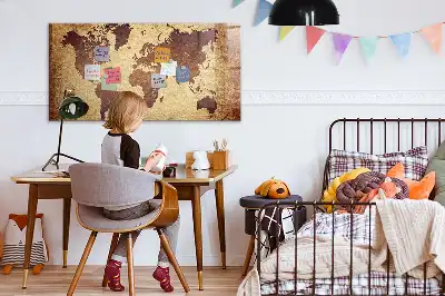 Tablica magnetyczna do pisania z motywem starej mapy świata