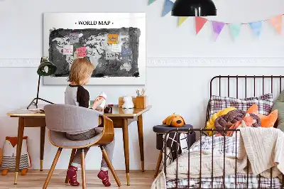 Tablica magnetyczna suchościeralna z motywem mapy świata retro