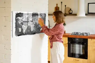 Tablica magnetyczna suchościeralna z motywem mapy świata retro