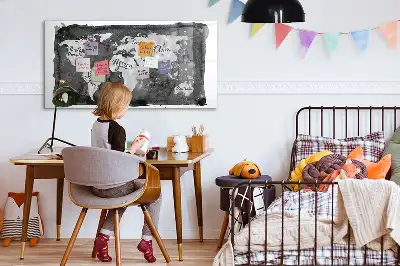 Tablica magnetyczna suchościeralna z motywem mapy świata retro
