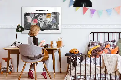 Tablica magnetyczna suchościeralna z motywem mapy świata retro