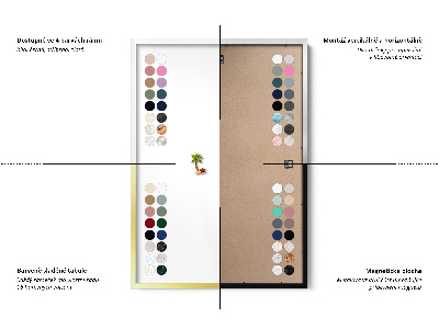 Tablica magnetyczna z białą ramką Naturalne boho liście
