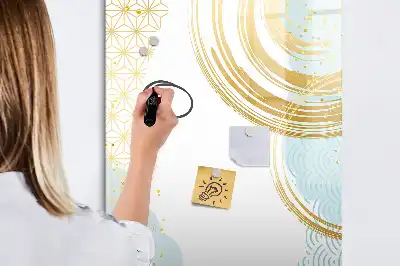 Tablica suchościeralna magnetyczna z dekoracyjną abstrakcją