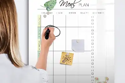 Tablica suchościeralna magnetyczna z planem posiłków