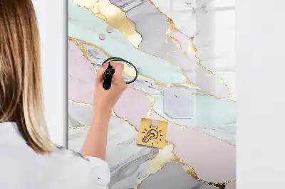 Tablica suchościeralna magnetyczna z dekoracyjnym motywem marmuru