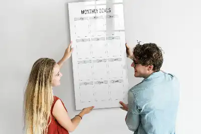 Tablica suchościeralna magnetyczna z nadrukiem cele miesięczne