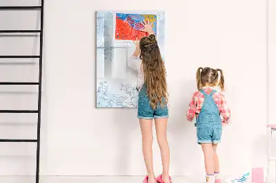 Tablica suchościeralna magnetyczna z motywem szkicu kwiatu