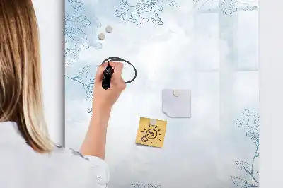 Tablica suchościeralna magnetyczna z motywem szkicu kwiatu