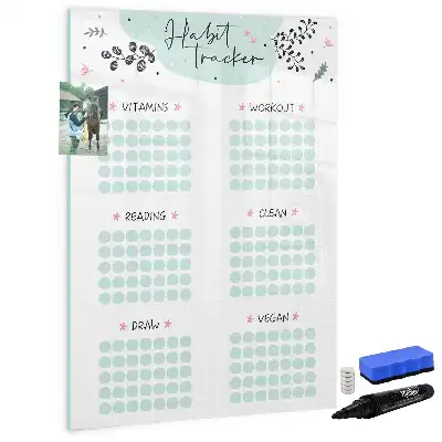 Tablica suchościeralna magnetyczna z harmonogramem do śledzenia nawyków