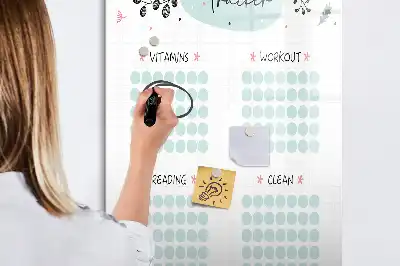 Tablica suchościeralna magnetyczna z harmonogramem do śledzenia nawyków