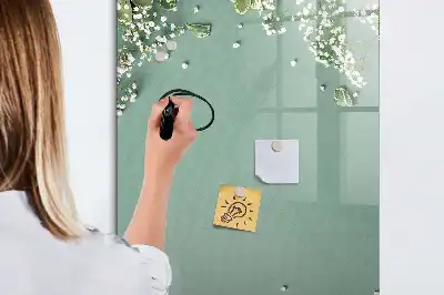 Tablica magnetyczna suchościeralna z motywem kwiatów gipsówki