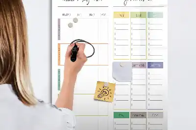Tablica suchościeralna magnetyczna z tygodniowym planem posiłków