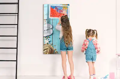 Tablica magnetyczna suchościeralna niebieskie deski plażowe