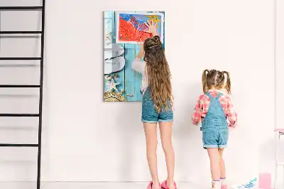 Tablica magnetyczna suchościeralna niebieskie deski plażowe