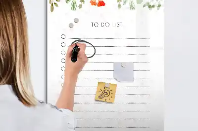 Tablica magnetyczna suchościeralna zapisana jako lista na dziś