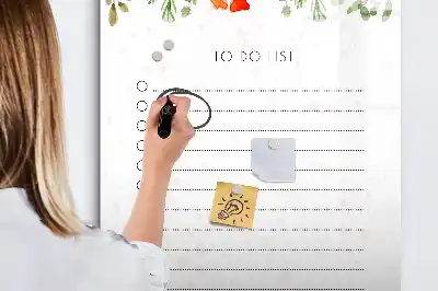 Tablica magnetyczna suchościeralna zapisana jako lista na dziś