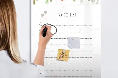 Tablica magnetyczna suchościeralna zapisana jako lista na dziś