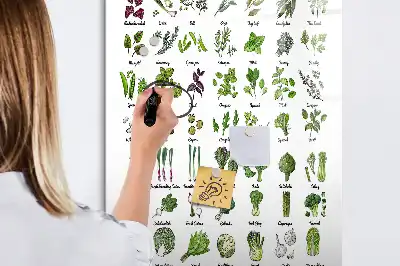Tablica magnetyczna suchościeralna z motywem zielonych warzyw