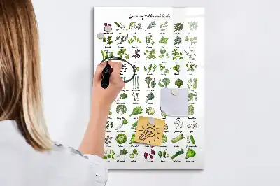 Tablica magnetyczna suchościeralna z motywem zielonych warzyw