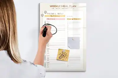 Tablica magnetyczna suchościeralna z tygodniowym planem posiłków